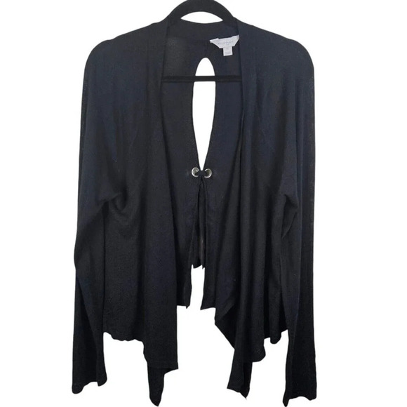 Belle Sky Black‎ Long Sleeve Sweater Cardigan Tie in Back Size X-Large - Picture 1 of 9